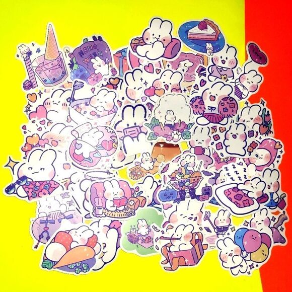 50pcs brand new waterproof bunny stickers - Picture 1 of 1
